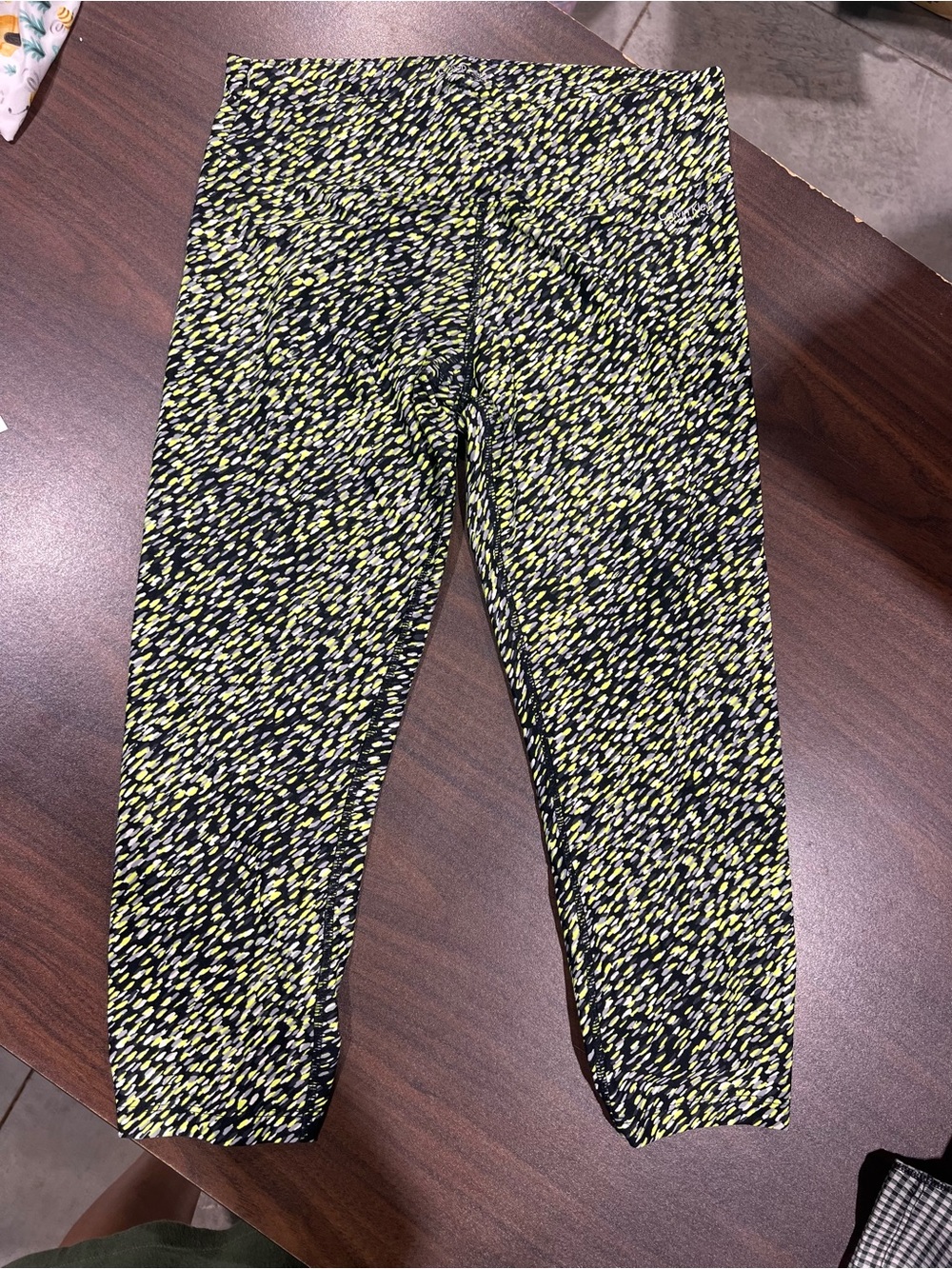 Calvin Klein Performance Neon Yellow & Black Speckle Capri Leggings